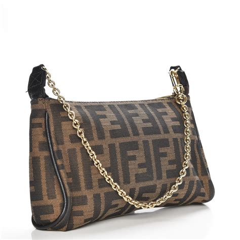 fendi zucca pochette tobacco dorato|fendi zucca for sale.